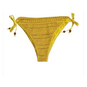 WET Milana Saffron Yellow‎ Crochet Side Tie Bikini Bottoms MSRP 88 NWT